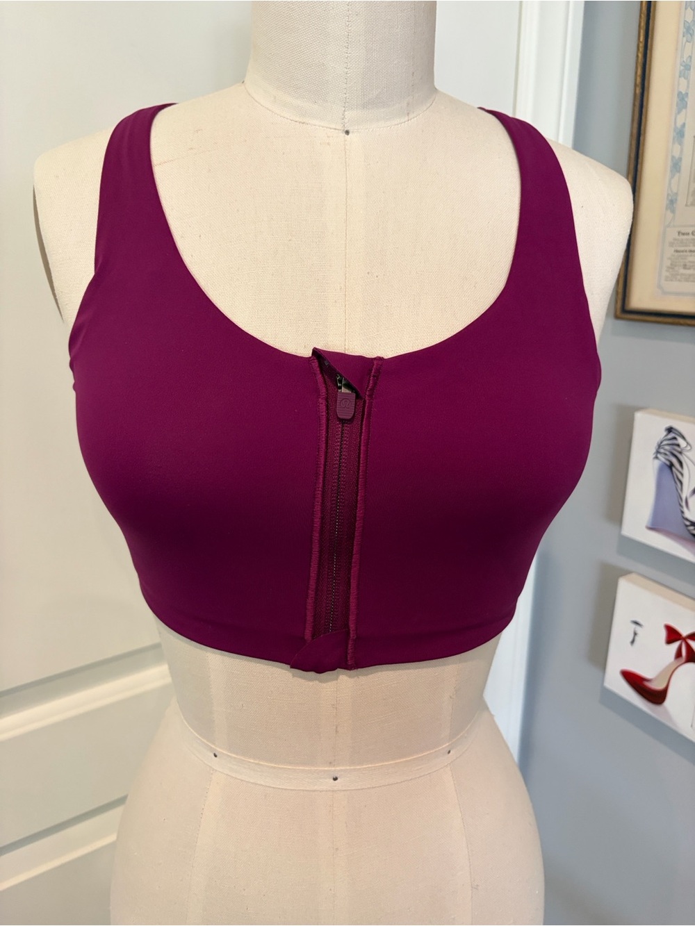 lululemon Front-Zip Running Sports Bra in Deep Berry